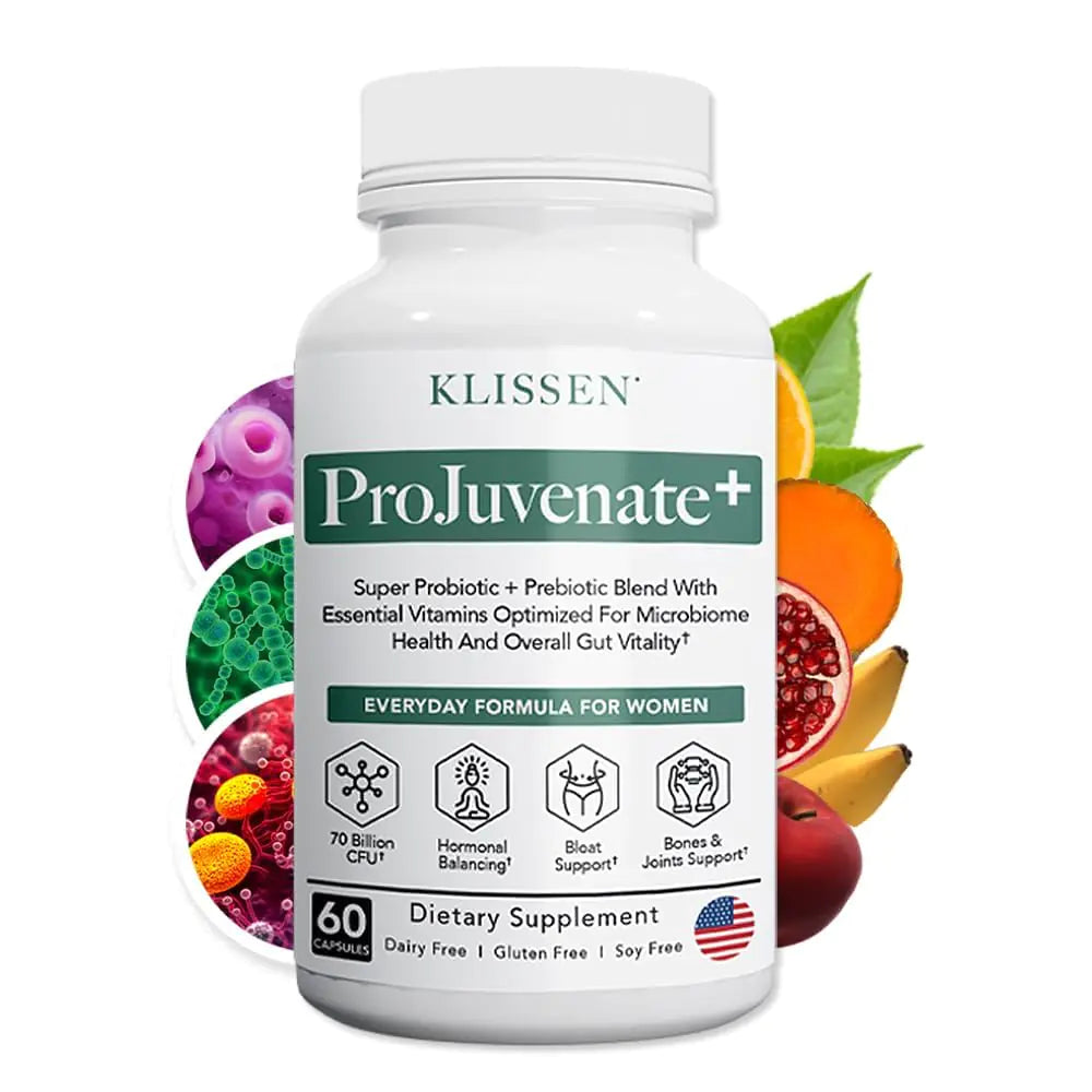 ProJuvenate+ Probiotics for Weight Management Relief for Menopause Bloating Gut Health Hot Flashes Joint Support 70 Billion CFU Detox Cleanse Digestive Enzymes & Microbiome Vitality (60 Count)