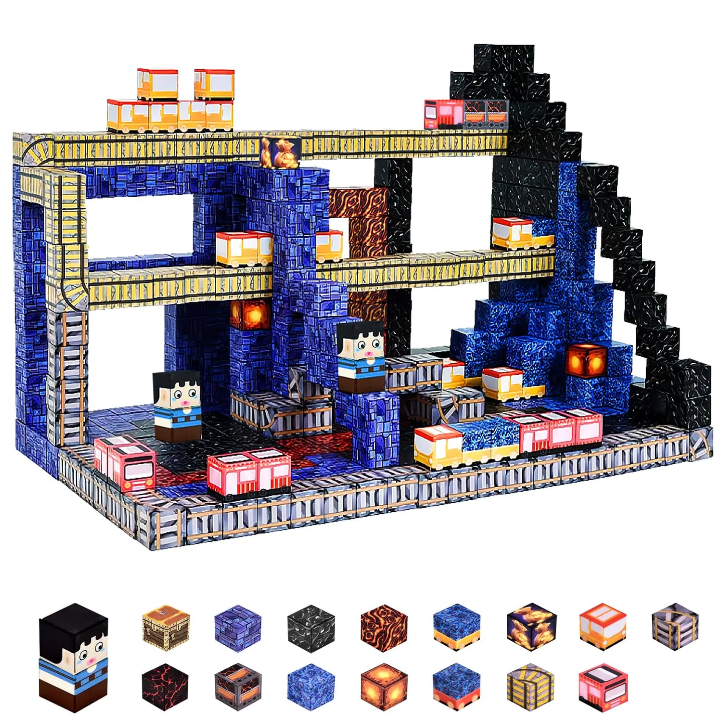 Aleath Magnetic Blocks Building Toys for Kids: 100PCS Magnet Cubes Trains Set - Kids Toys for Christmas Birthday Gifts - Magnetic Toys for Boys & Girls 3+