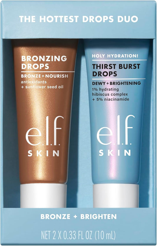 e.l.f. SKIN The Hottest Drops Duo, Holy Hydration! Thirst Burst Drops & Bronzing Drops Skincare Set, For A Dewy, Sun-Kissed Look, Vegan & Cruelty-Free